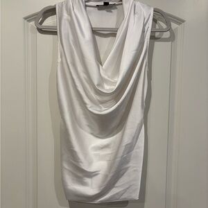 Boston Proper White Cowl Neck Sleeveless Top